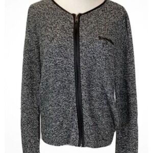 Trouve Women's Black Marled Cardigan Sweater medium